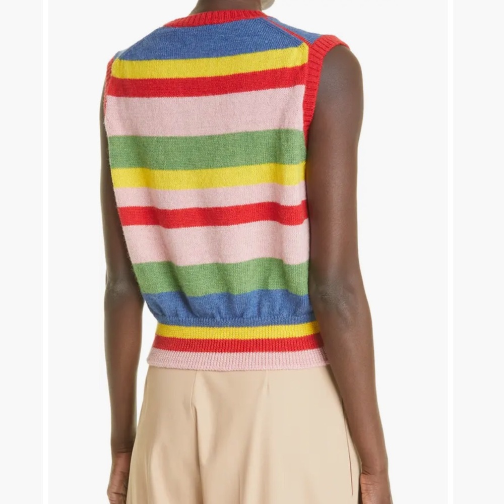 NWT Molly Goddard Blair Striped Wool Sweater Vest Size in Red Pink Blue Green XS - Picture 2 of 13